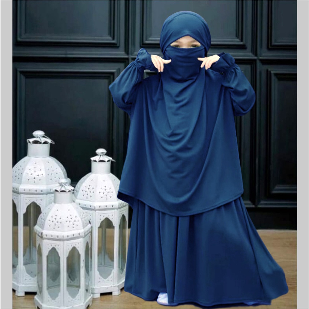 FenishaStore Gamis Anak Perempuan French khimar Ratimah Set Usia 3-5 Tahun Bisa Bayar Ditempat COD