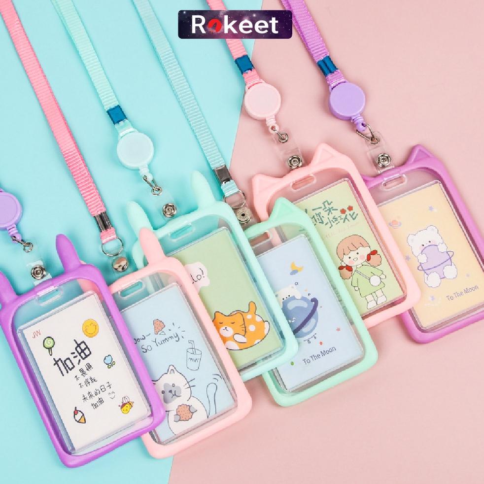 

Diskon promo Rokeet ID Card Holder Motif Gantungan Kartu Akses Karakter Name Tag Lanyard VJA