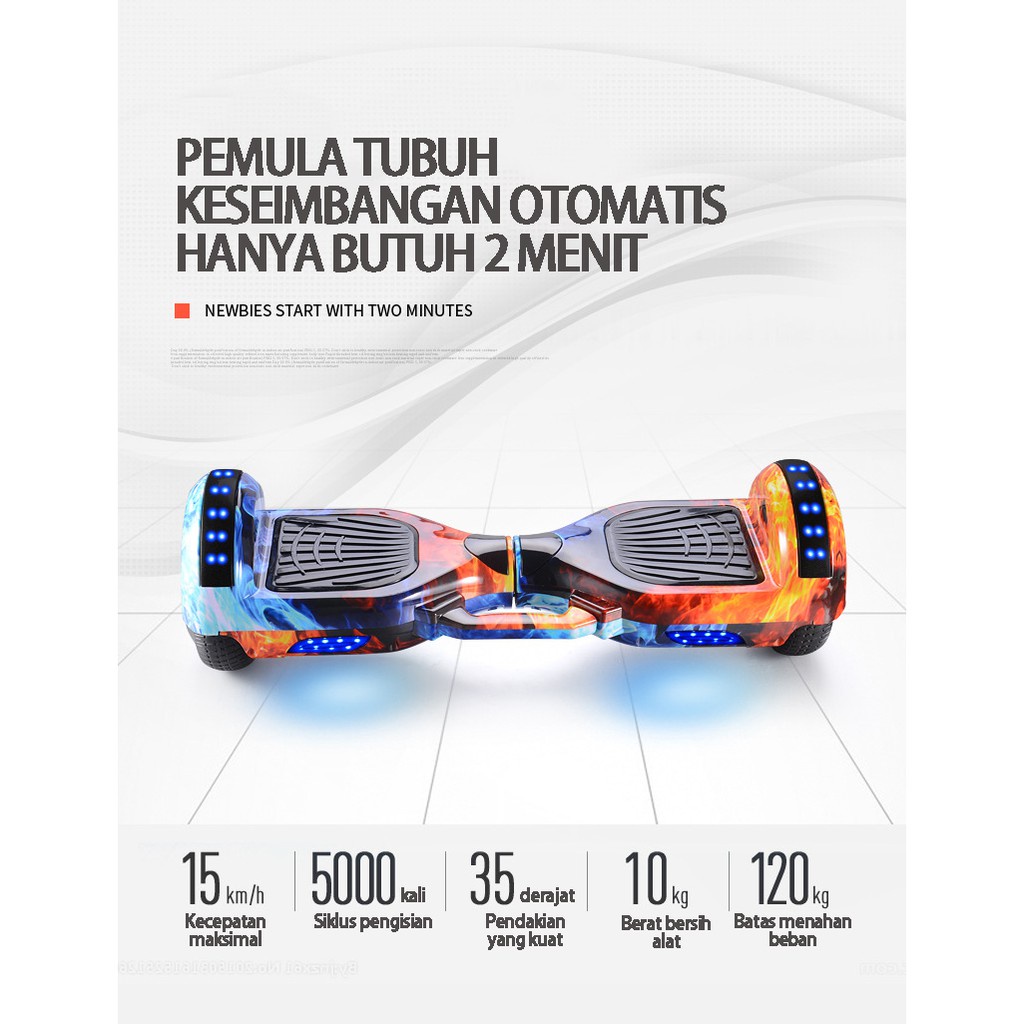 ebuy【Produk baru】Smart Balance Wheel 10 Inch / LED Light Self Balancing 2 Wheel Scooter with Bluetooth Speaker Hoverboard  / GRATIS 6 set alat pelindung