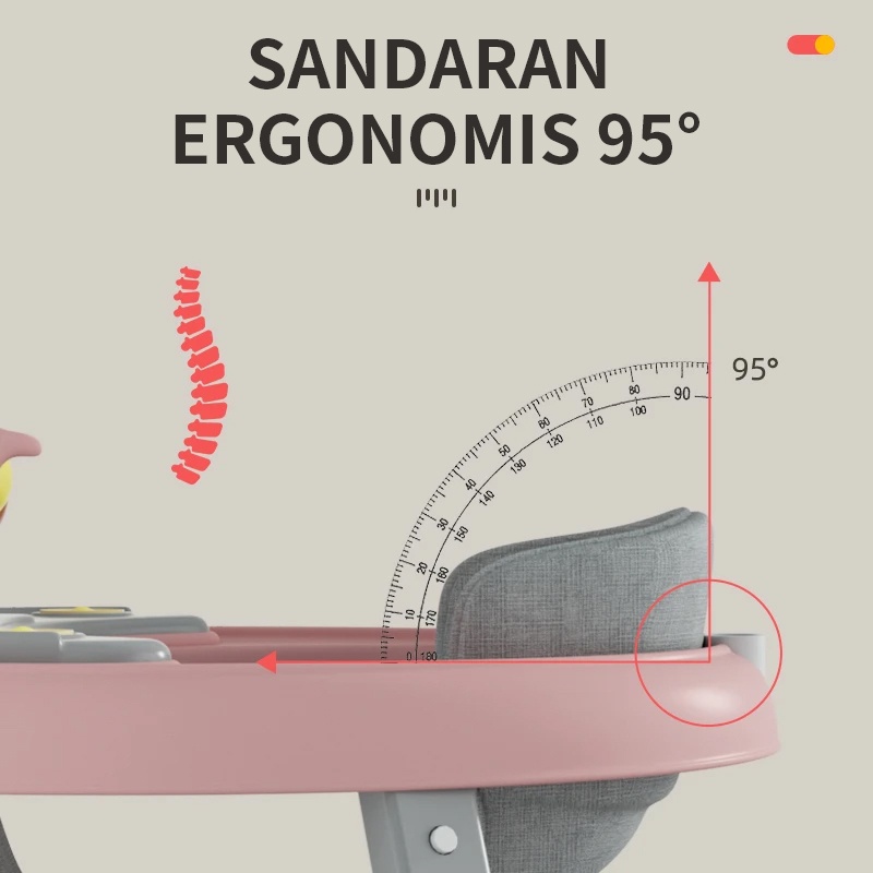 Baby Walker Dengan Sandaran Tangan, Kanopi Dan Pijakan Kaki