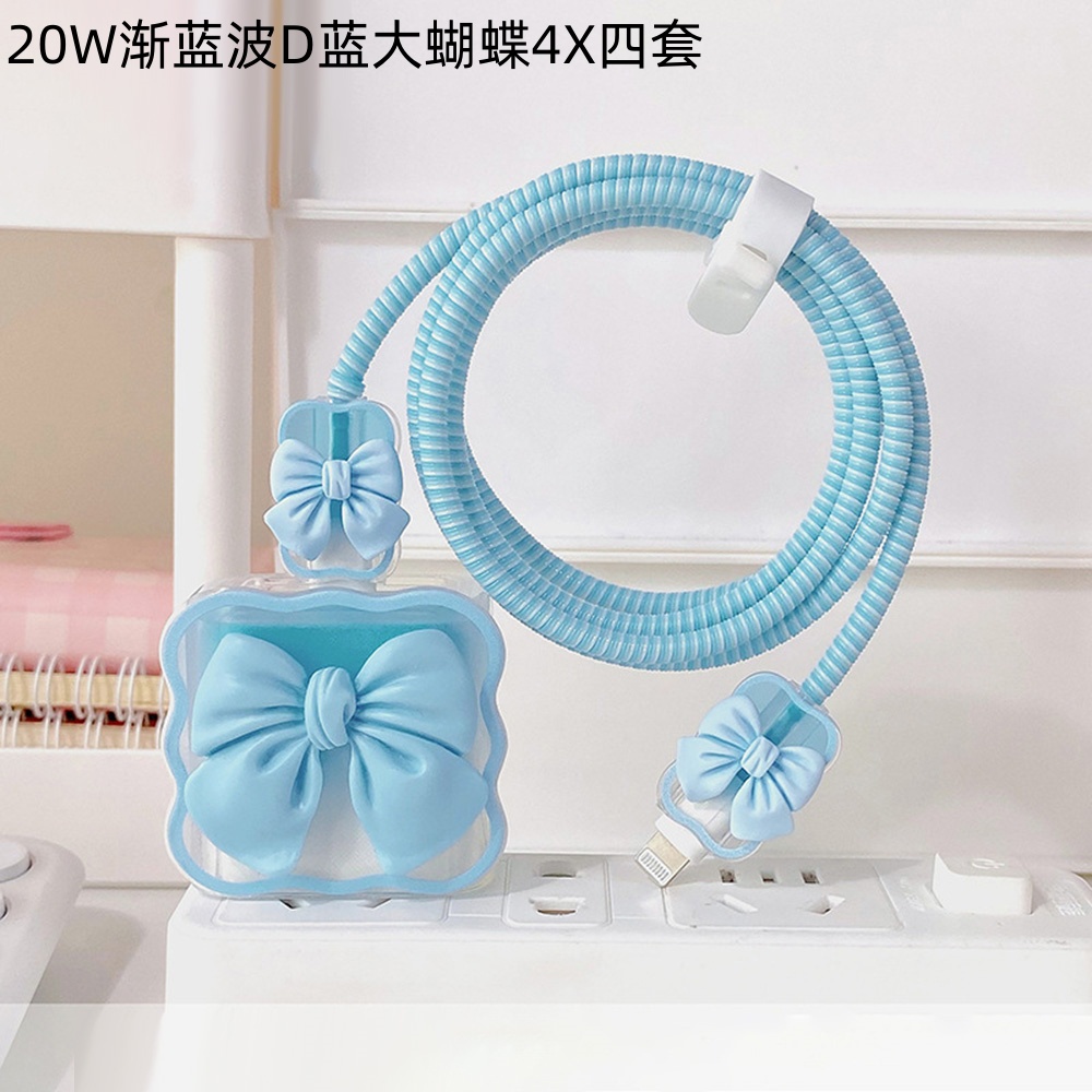 1set Casing Pelindung Kabel Cas Simpul Girly Untuk Iphone 20w 14promax /14Plus /13Pro Max /11 /12