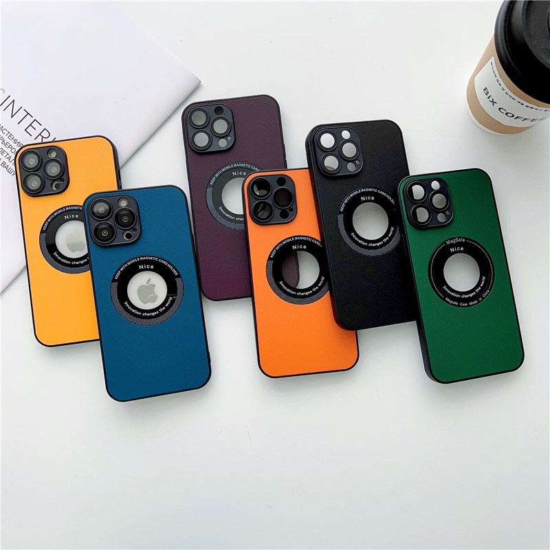 IPHONE Casing Hp Magnet Hollow Kulit Iphone11 12 13 14 Pro Max Plus Sarung Case Shockproof