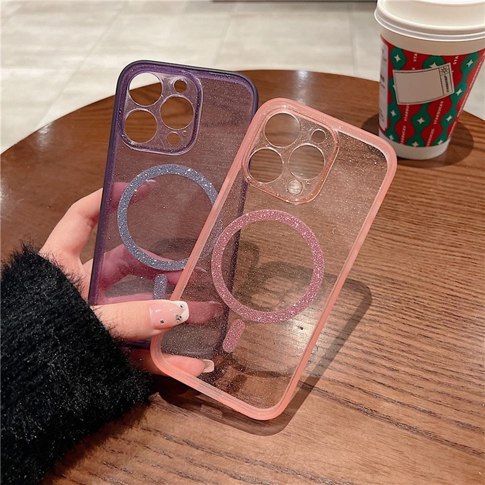 Starlight Casing Ponsel Glitter Untuk Iphone14 Plus Casing Magnetik iPhone 14 Pro Max12 13 Pro Max Bening Penutup Belakang Shockproof Case