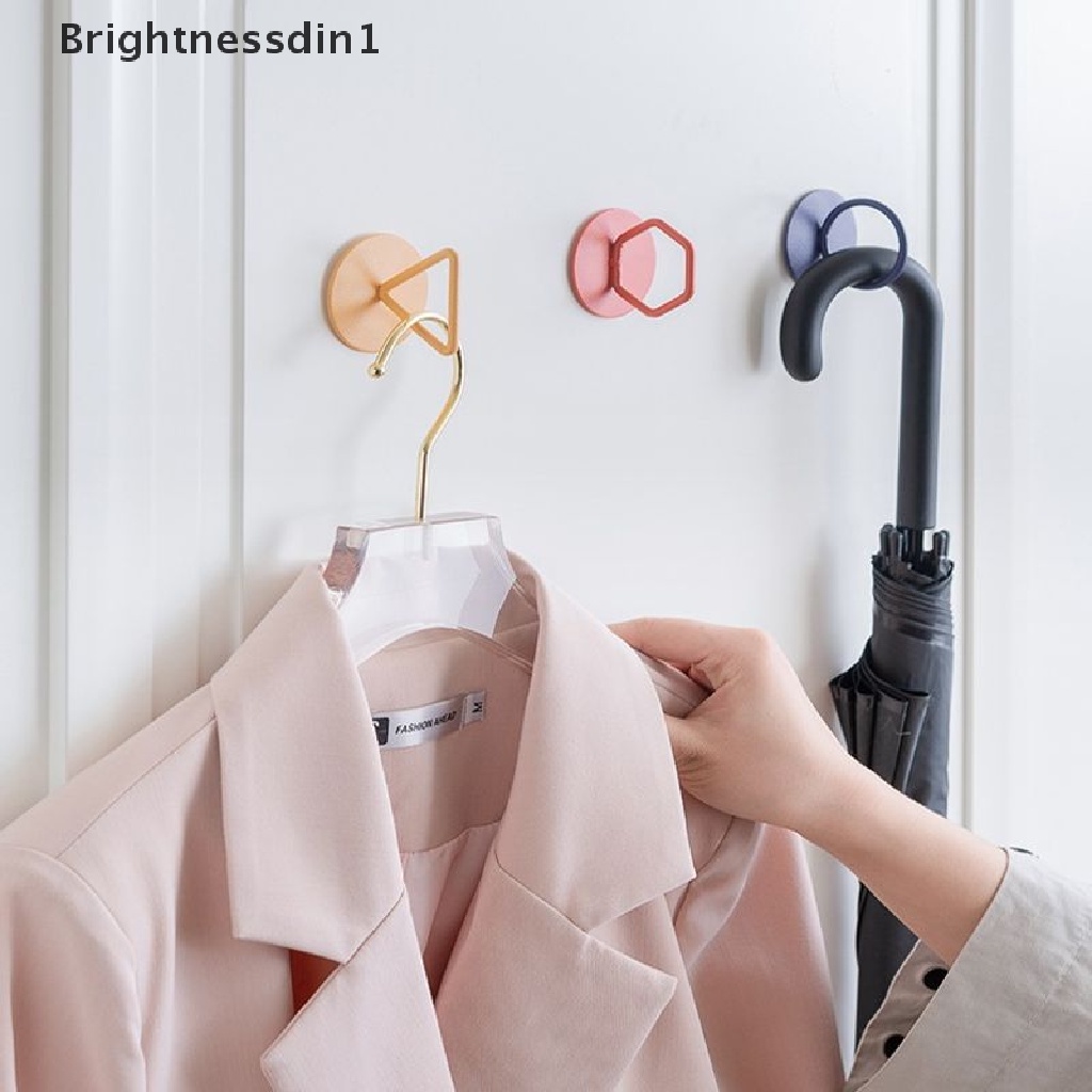 [Brightnessdin1] 1pc Kait Logam Gratis Punching Tahan Air Lem Kait Penyimpanan Kait Rumah Accessorie Butik