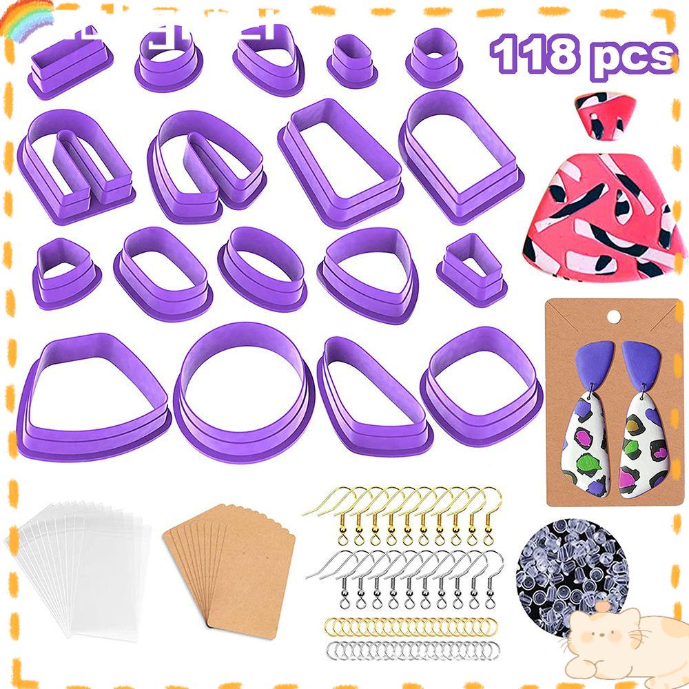 Solighter 118pcs Polymer Clay Cutters Kartu Anting Dapur Cetakan Kue Plastik