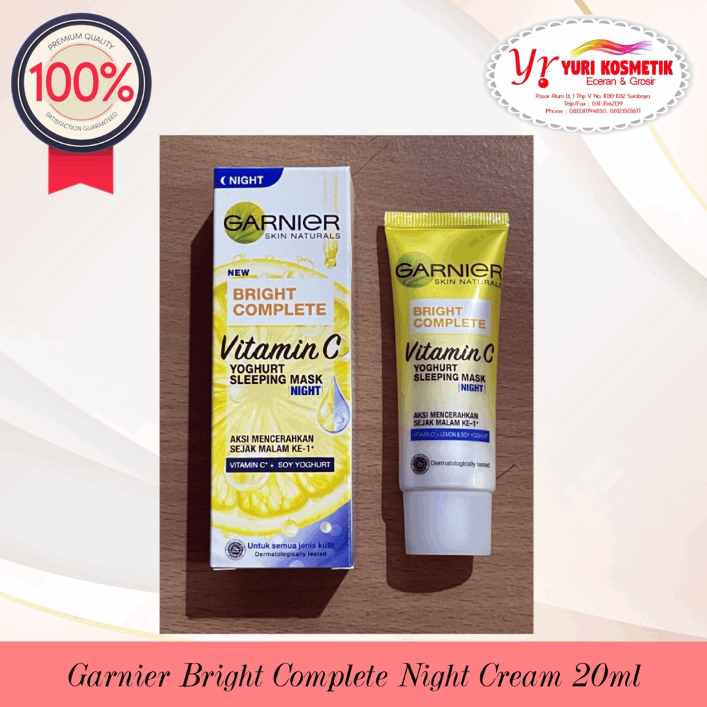 ☘️Yuri Kosmetik☘️ Garnier Bright Complete Night Cream Yogurt Sleeping Mask 20 ml
