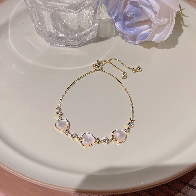 Sweet Opal Bracelet Heart Gelang Rantai Emas Untuk Aksesoris Perhiasan Wanita