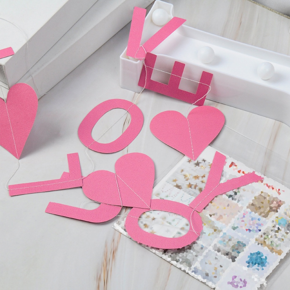 Valentine Day Banner Dekorasi Kamar Pesta Ulang Tahun Hiasan Gantung Love Heart Letter Flag Kertas Backdrop Home Decor