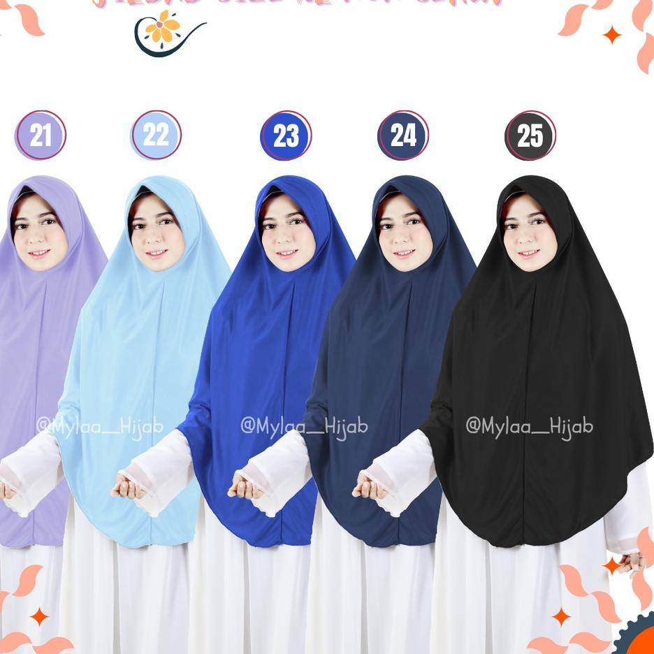 New Stock Mylaa hijab Jilbab Hijab Bergo Instan XL NON SERUT Anak Sekolah Dewasa Bahan Kaos PKS Oren