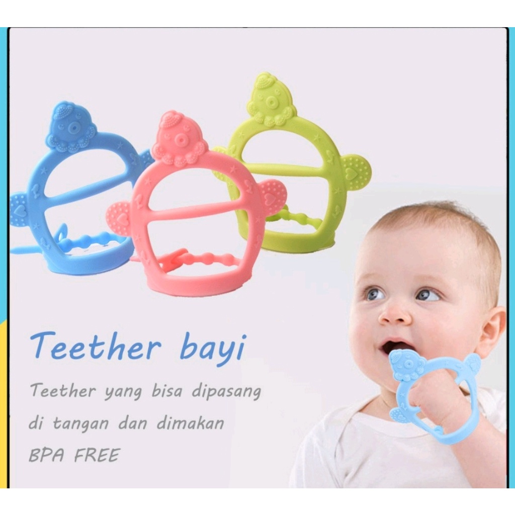 TEETHER GELANG BAYI SILIKON / FOOD GRADE SILICON TEETHER / GIGITAN TANGAN BAYI ANTI JATUH / MAINAN GIGITAN GELANG BAYI BPA FREE (IP)