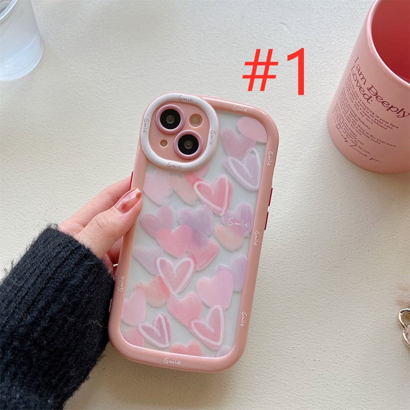 Pink &amp; Ungu Love Soft Case HP iP iPhone 11 12 13 14 Pro Max Baru Puff Casing Apple