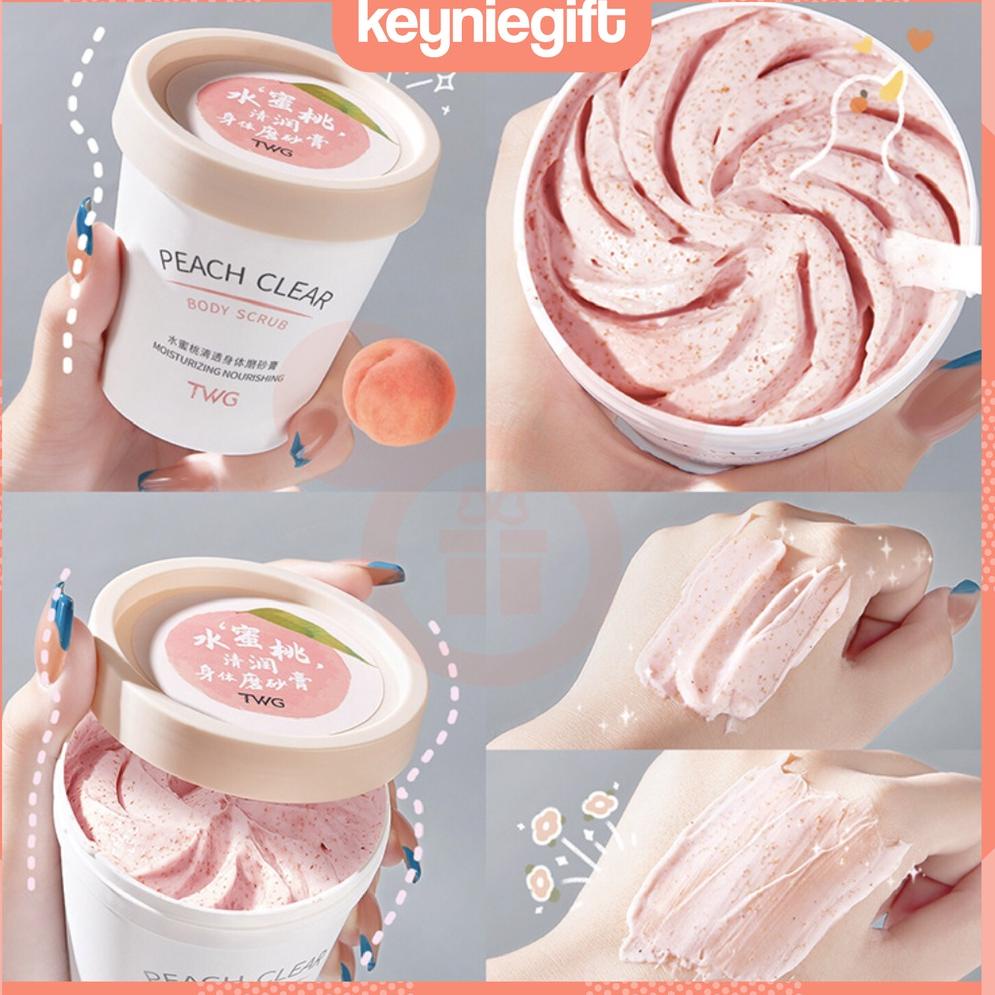 Bagus!!!!!! TWG Peach Clear Body Scrub Pembersih Kulit Persik Pemutih Kulit Original XX008