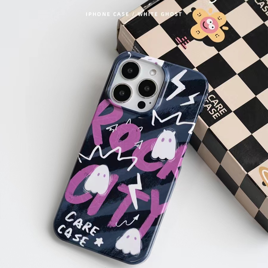 IPHONE Ins Pola Hantu Cocok Untuk Iphone14 14pro 14plus 13 13mini 13pro 13prm iPhone12 7Plus 8Plus Xr XS 13 12mini Pro Max TPU Empat Sudut Casing Ponsel Tahan Guncangan