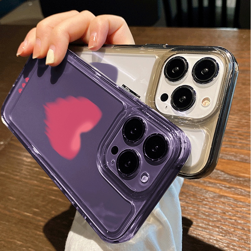 IPHONE Love Case Silikon Kompatibel Untuk Iphone14 11 13 12 Pro XS Max XR X8 7 6S Plus Soft Phone Casing Transparan TPU Shockproof Cover