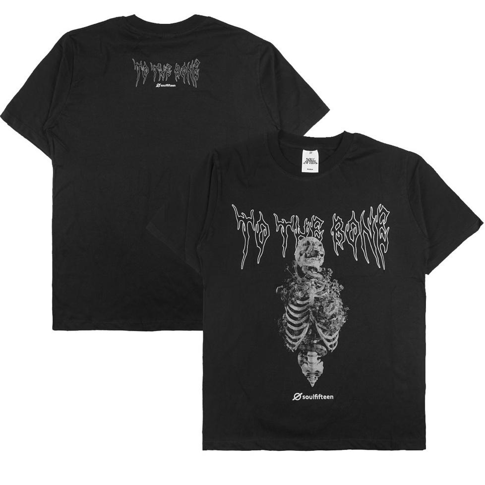 Terbaru Soulfifteen Tshirt Bone soul - Black Kaos Pria