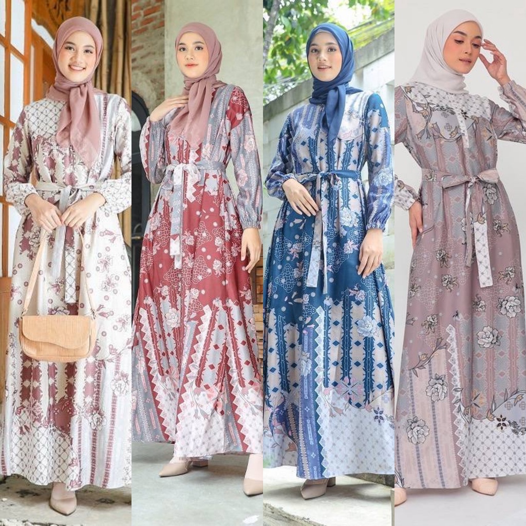 Dress Gamis RONA Baju Wanita Resleting Depan Busui Maxmara Lux