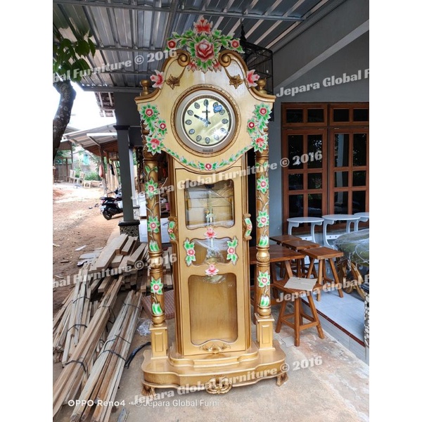Lemari Jam Hias ukir Jati anting murah (lemari hias jati, jam hias jati,lemari pajangan )