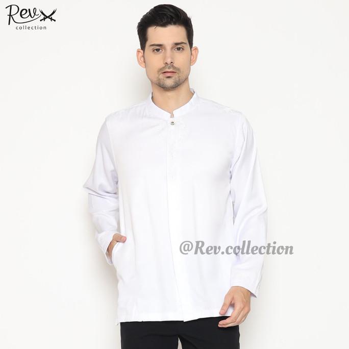 Baju Koko Pria Dewasa Lengan Panjang Putih Bersih Rev 15