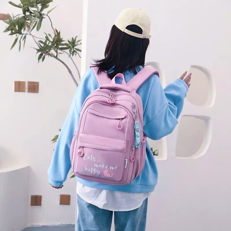 TAS RANSEL ANAK CATS MAKE ME HAPPY / TAS RANSEL ANAK TERBARU 2023 / TAS RANSEL ANAK KARAKTER / TAS RANSEL ANAK PEREMPUAN / TAS RANSEL ANAK SEKOLAH SD SMP SMA / TAS ANAK PEREMPUAN LUCU / TAS RANSEL ANAK CEWEK MURAH