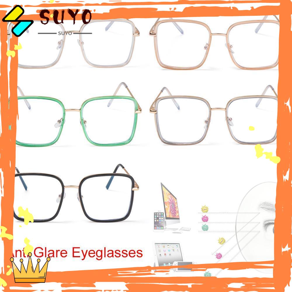 Suyo Kacamata Anti blue Light Cermin Datar Anti-UV Anti-blue Rays Metal Frame Eyeglasses