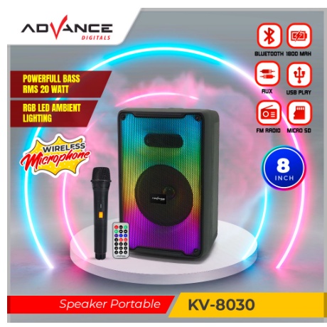 Advance KV-8030 Speaker Meeting Portable RGB LED Speaker Bluetooth Microphone Duet