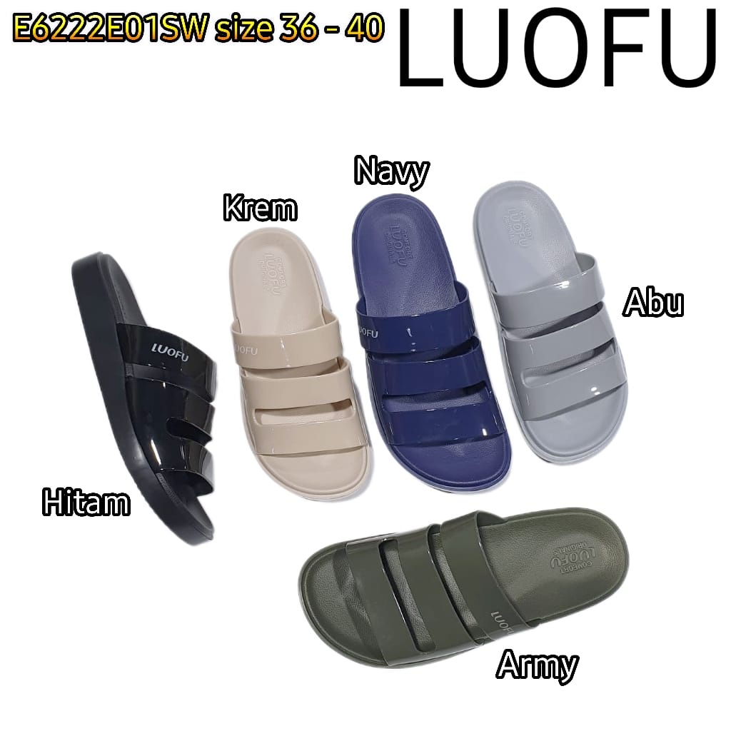 LUOFU ORIGINAL jelly sandal karet empuk murah selop wanita sendal cewek import E6222E01SW