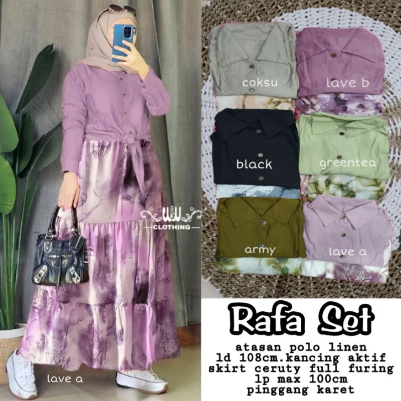 Baju set wanita setelan kasual trendy busui rafa set LD 108 Bahan polo linen mix ceruty lapis furing