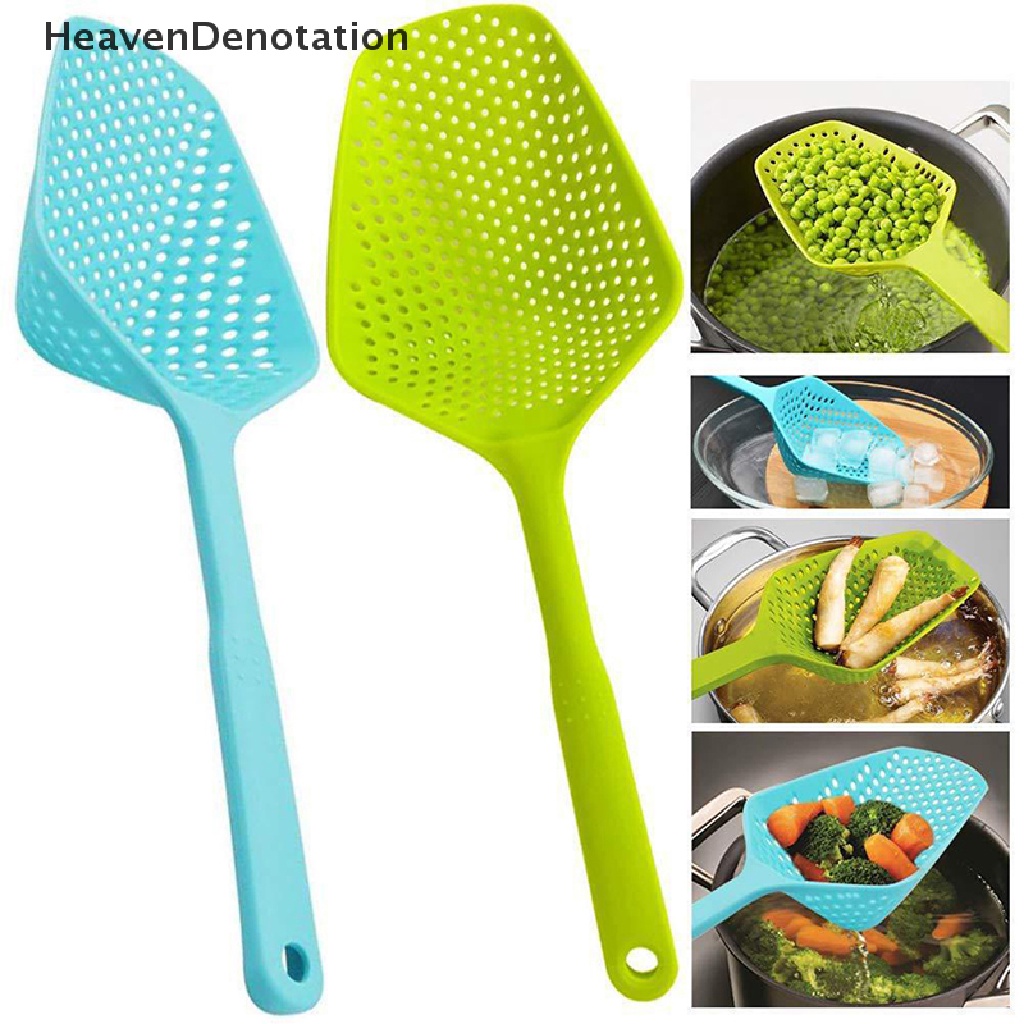 [HeavenDenotation] 1pc Sendok Sup Plastik Portabel Saringan Warna Warni Ladle Anti Melepuh Skimmer HDV