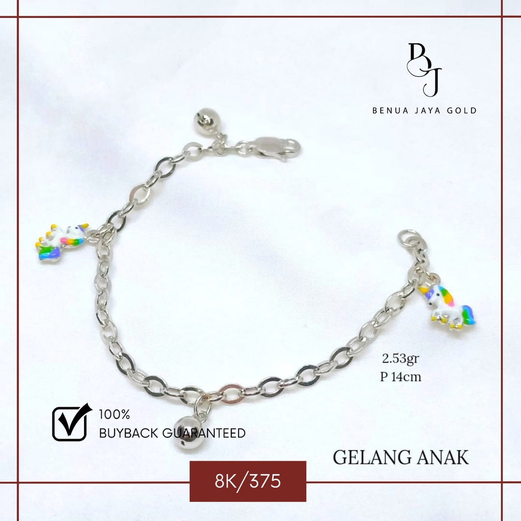 Gelang Anak Rantai Olympic Boneka Kuda Pony Emas Putih 8K/375
