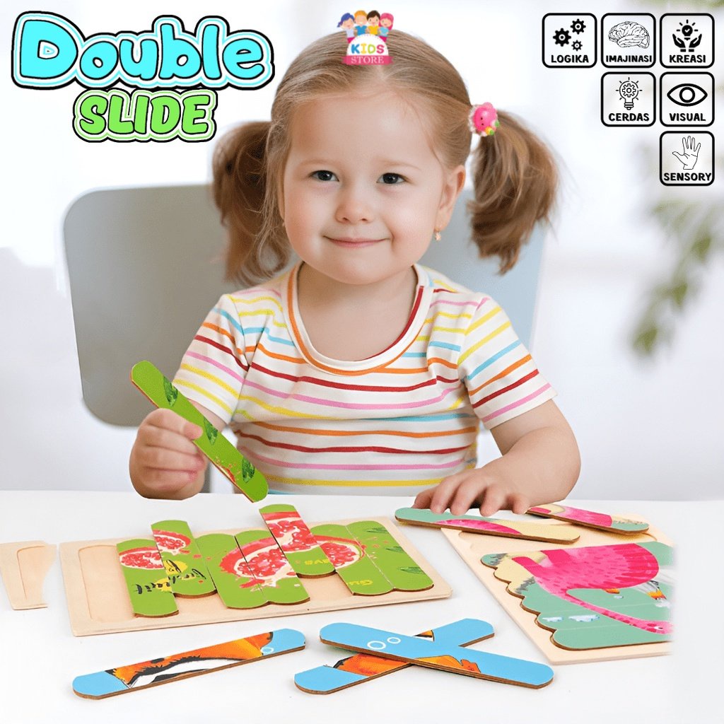 Double Slide Ice | Mainan Puzzle Edukasi Anak Kayu | Mainan Terbaru 2023 | Hadiah Ulang Tahun Anak Perempuan 2-3-4-5-6 Tahun