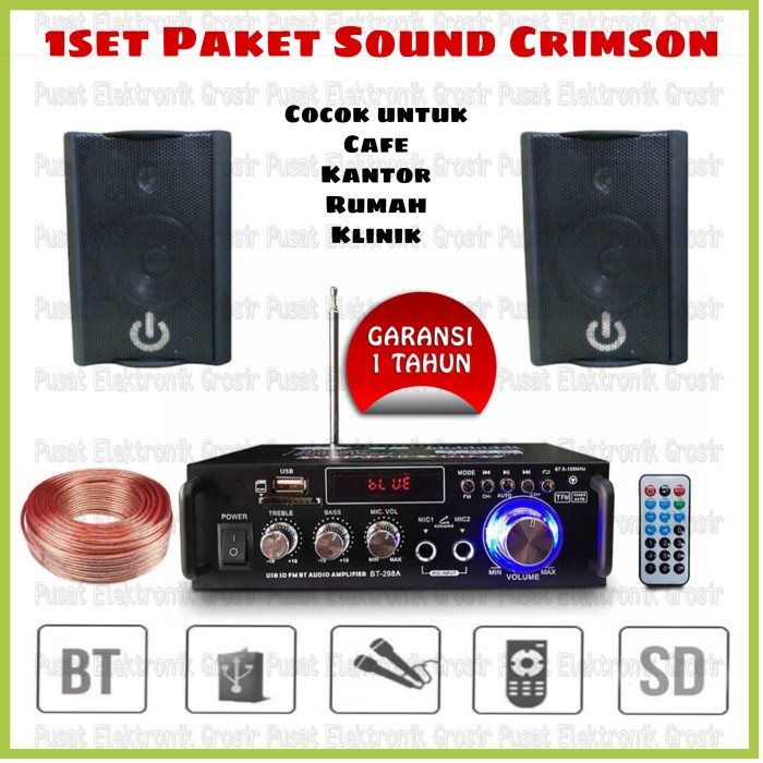 Sound Paket Sound Cafe 2Unit Speaker Crimson Minimalis Kabel Speaker Aux