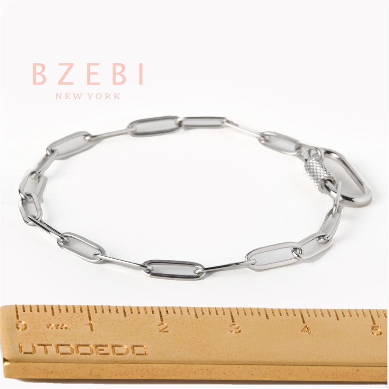 Bzebi Gelang Charm Titanium Steel Emas 18k Dengan Berlian, Anti Karat, Aksesoris Fashion Wanita, Perhiasan Gaya Korea, Hadiah Ulang Tahun Dengan Box Eksklusif 725b-2