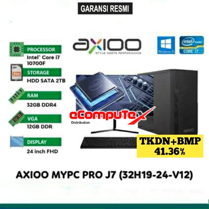 PC DESKTOP AXIOO MYPC PRO J7 (32H19-24-V12) i7 32GB 2TB 24&quot; FHD TKDN GARANSI RESMI