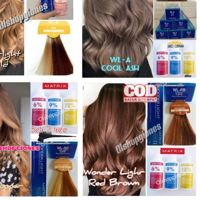 ❀ Matrix Wonderlight Cat Rambut + Oxydant ( campuran ) wonder light socolor gold copper , ash , red 
