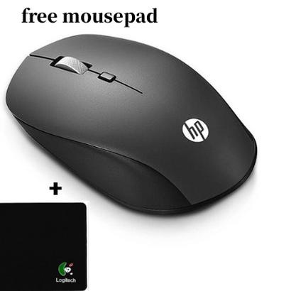 Promo HP S1000 original mouse wireless silent click komputer laptop free mousepad/Wireless mouse HP 