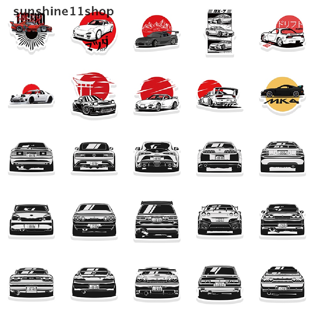 Sho 50pcs JDM Retrofit Racing Mobil Graffiti Stiker Skateboard Ponsel Laptop Helm Sepeda Bagasi Mobil Waterproof Sticker Decal N