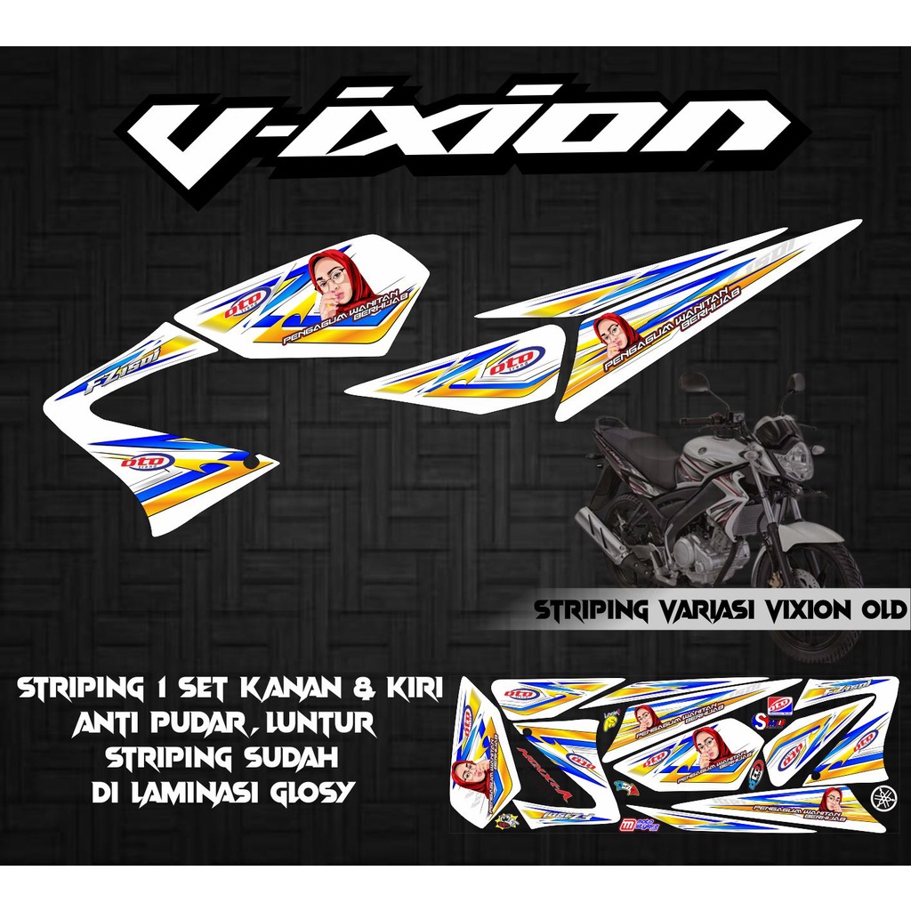 STRIPING VARIASI MOTOR YAMAHA VIXION OLD KARAKTER WANITA HIJAB