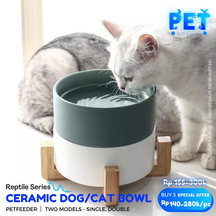 CERAMIC PET FOOD BOWL TEMPAT MAKAN MINUM MANGKOK KUCING ANJING DOG CAT