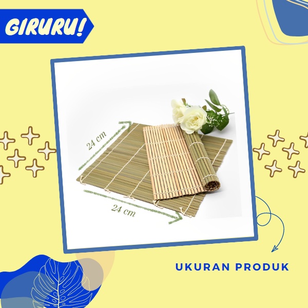 Gulungan Sushi Bamboo / Penggulung Sushi / Tikar Bamboo Sushi / Sushi Roll Matt / Bamboo Sushi Mat Roller / Alat Penggulung Pembuat Sushi / Tikar Bambu Gulungan Sushi / SUSHI Roller Alas Gulung Tikar Penggulung Sushi Makisu Mat Roll / BAMBU SUSHI ROLL