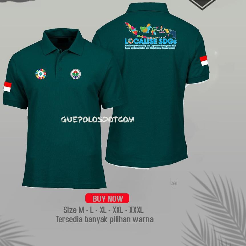 ✧ Poloshirt SDGs PETA INDONESIA - KAOS POLO LOCALISE SDGs - KAOS SDGs Kemendesa FREE NAMA DESA ➼