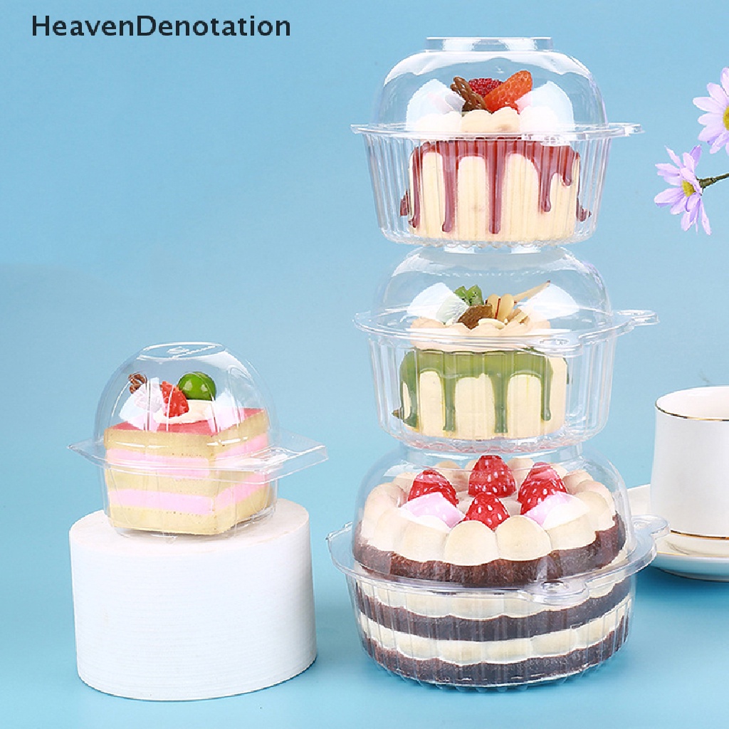 [HeavenDenotation] 10pcs Cupcake Holder Kepala Kucing Bulat Lucu Wadah Muffin Dome Plastik Bening HDV