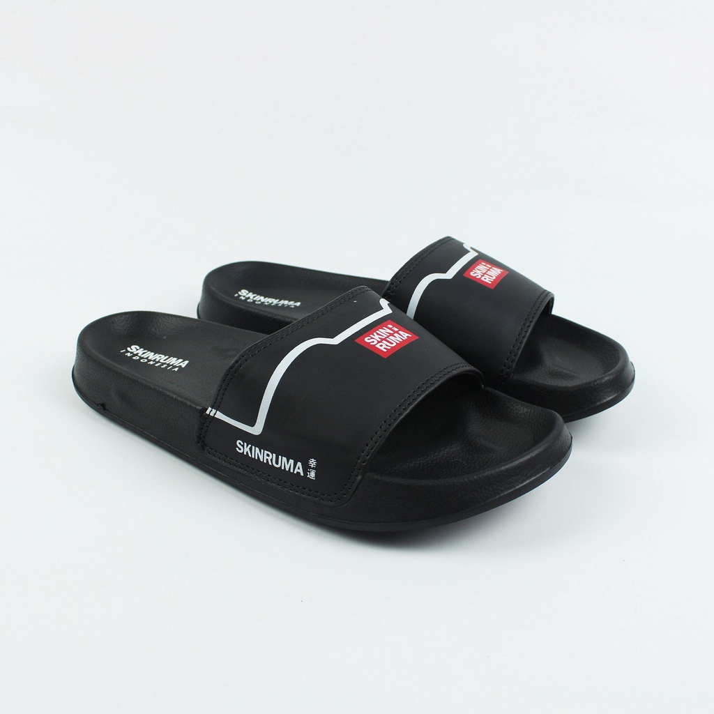 Sendal Slop Pria Wanita SKINRUMA Rogo Rain Hitam / Slip On Pria / Slide Pria / Sendal Outdoor / Sendal Cowok