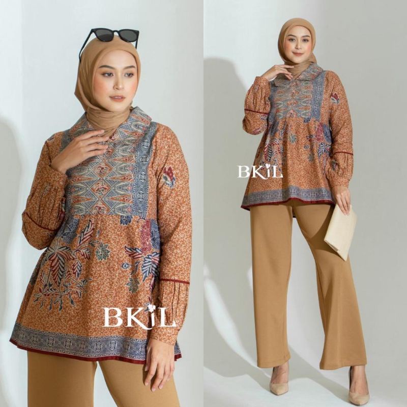 BLUS BATIK WANITA MODERN PREMIUM || ATASAN KERJA ||M-L-XL-XXL