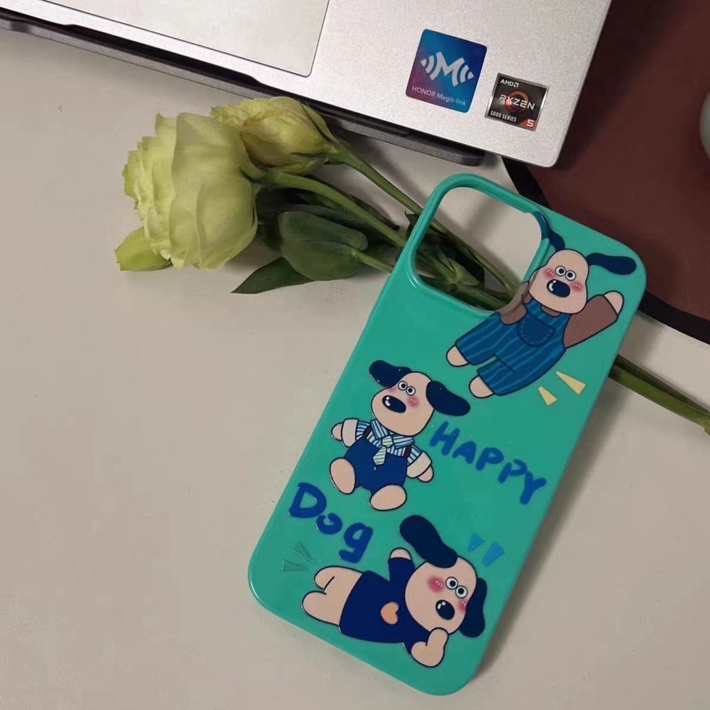 IPHONE Ins Pola Puppy Cocok Untuk Iphone14 14pro 14plus 13 13mini 13pro 13prm iPhone12 7Plus 8Plus Xr XS 13 12mini Pro Max Empat Sudut Casing Ponsel Tahan Guncangan