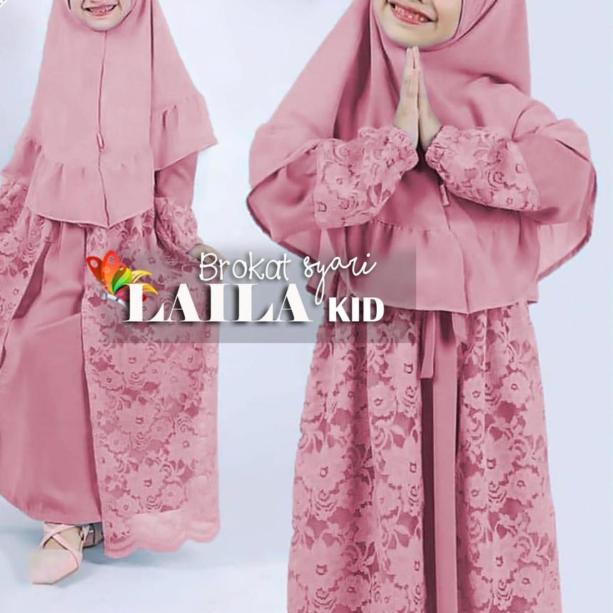 ➨ KID GAMIS SYARI BRUKAT LAILA | SETELAN DRESS MUSLIM DAN BERGO ANAK PEREMPUAN TANGGUNG MOSCREPE POL