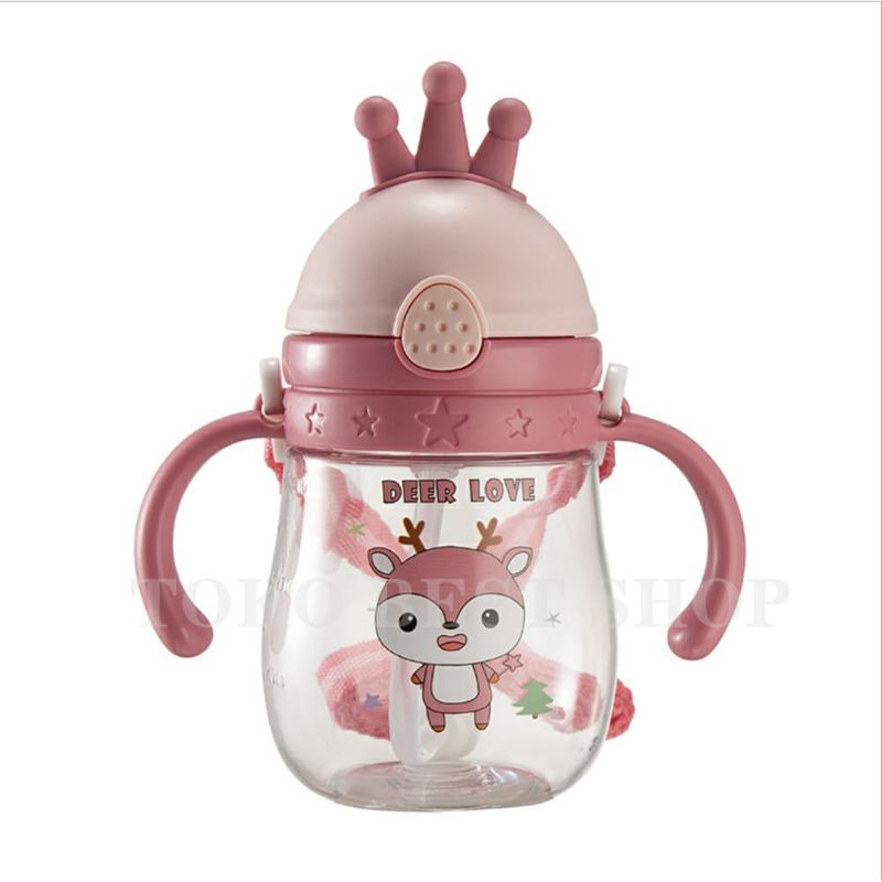 Botol Minum Anak/Karakter rabbit Bear Tutup Clip/ mport /botol Kartun 300-600 ML/