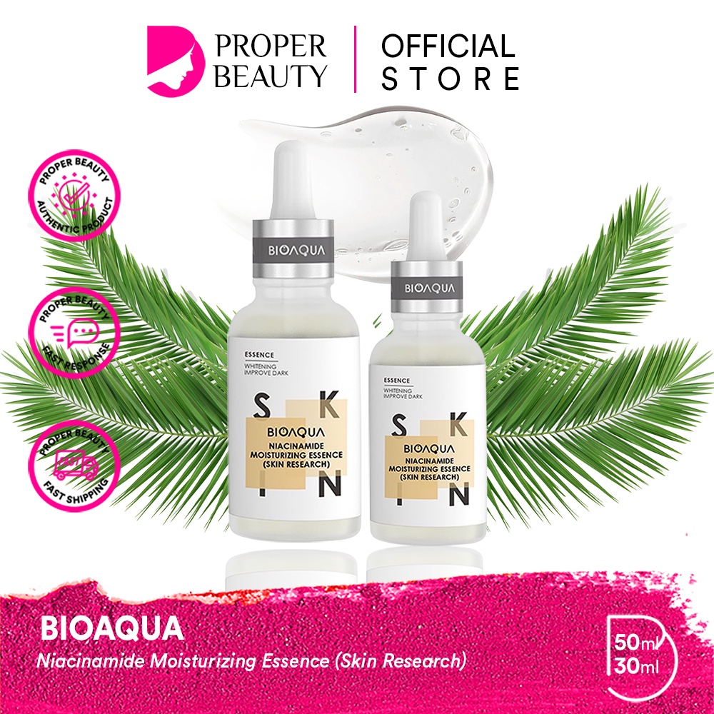 BIOAQUA Niacinamide Moisturizing Essence (Skin Research) Indonesia / Serum Wajah 30ml 50ml / Whitening Improve Dark / Kulit Kusam Kering Flek Hitam / Mencerahkan Brightening / Skincare Face Care Treatment Perawatan Bio Aqua Series / Moist Acne Wrinkle