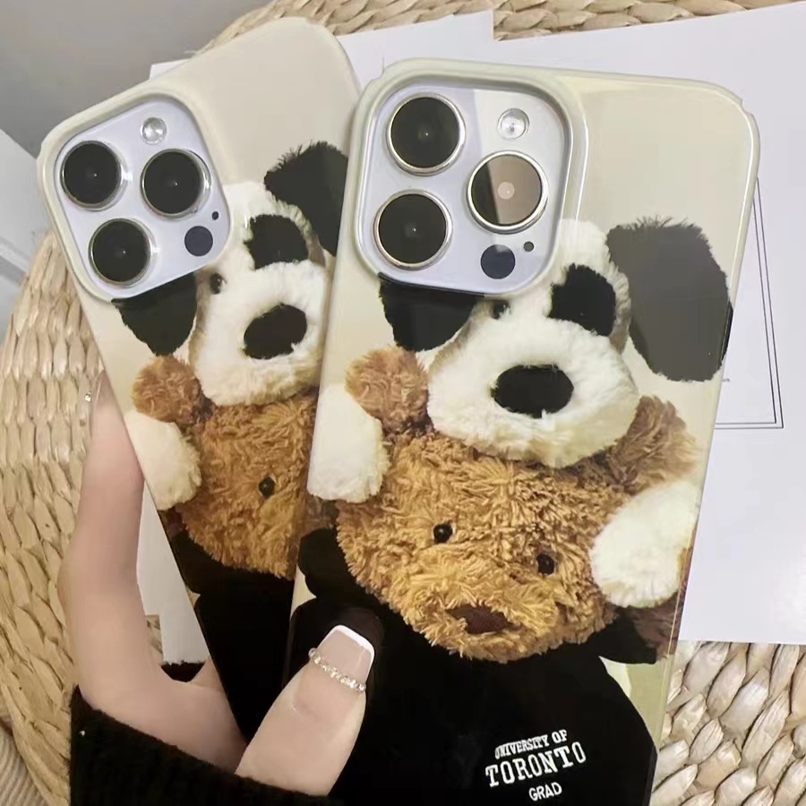 IPHONE Ins Muppet Pola Beruang Cocok Untuk Iphone14 14pro 14plus 13 13mini 13pro 13prm iPhone12 7Plus 8Plus Xr XS 13 12mini Pro Max Empat Sudut Casing Ponsel Tahan Guncangan