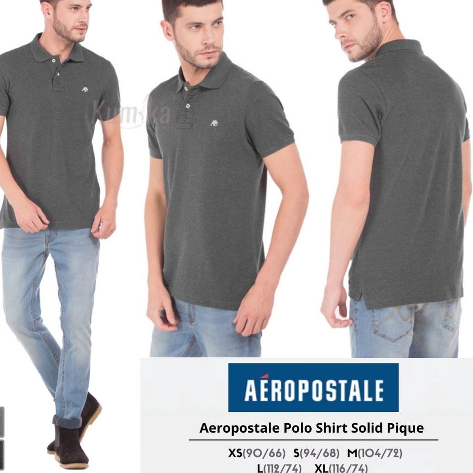 ☟ AEROPOSTALE Kaos Polo Solid Pique Polo T-Shirt Pria ORIGINAL K349 ❅