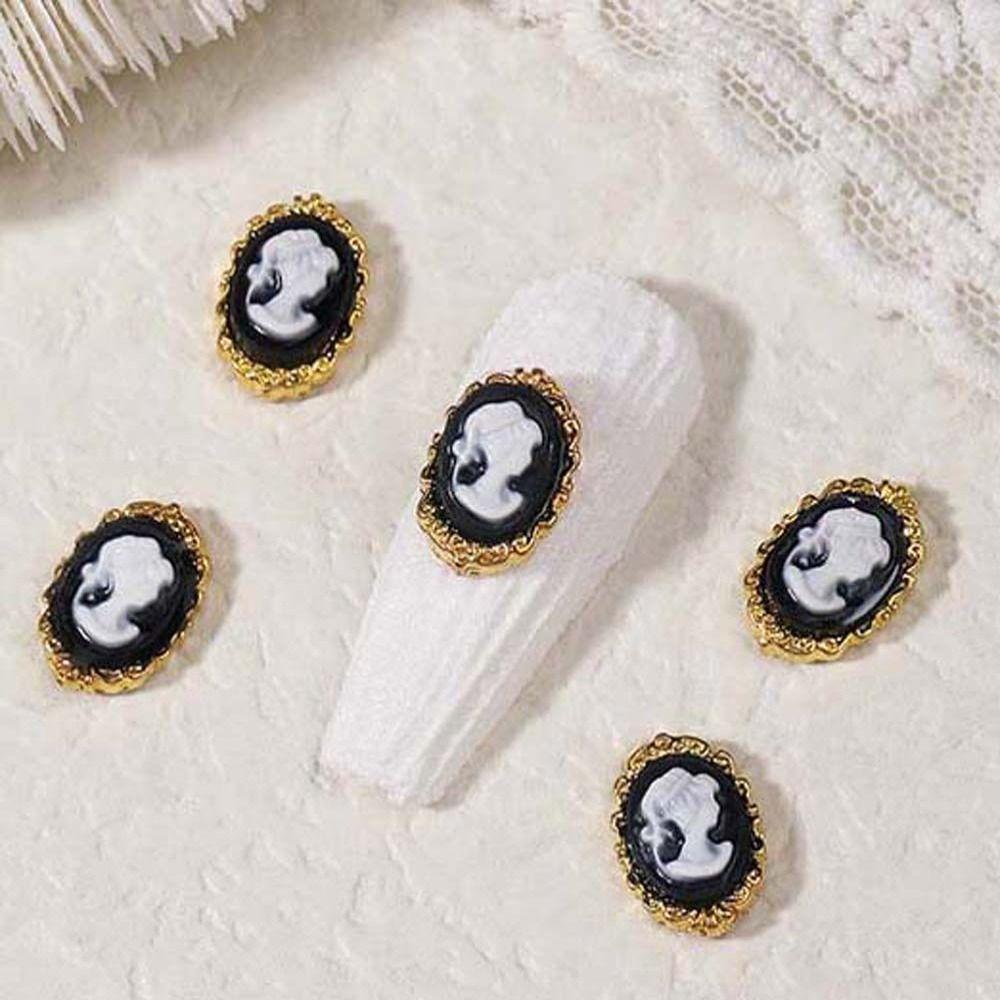 AUGUSTINA Agustina Dekorasi Kuku Wanita Retro Manicure Aksesoris Gaya Klasik Eropa Baroque Court Nail Ornament 3D Nail Art Drills